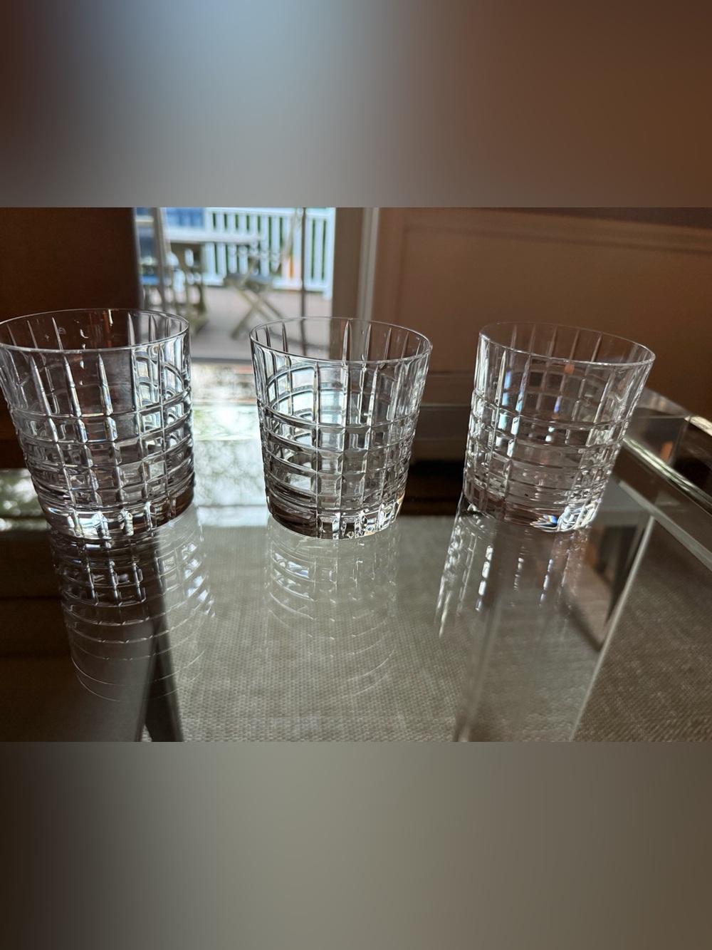 Tiffany & Co. Vintage Plaid Double Old Fashioned Whiskey Tumblers- Set of 3